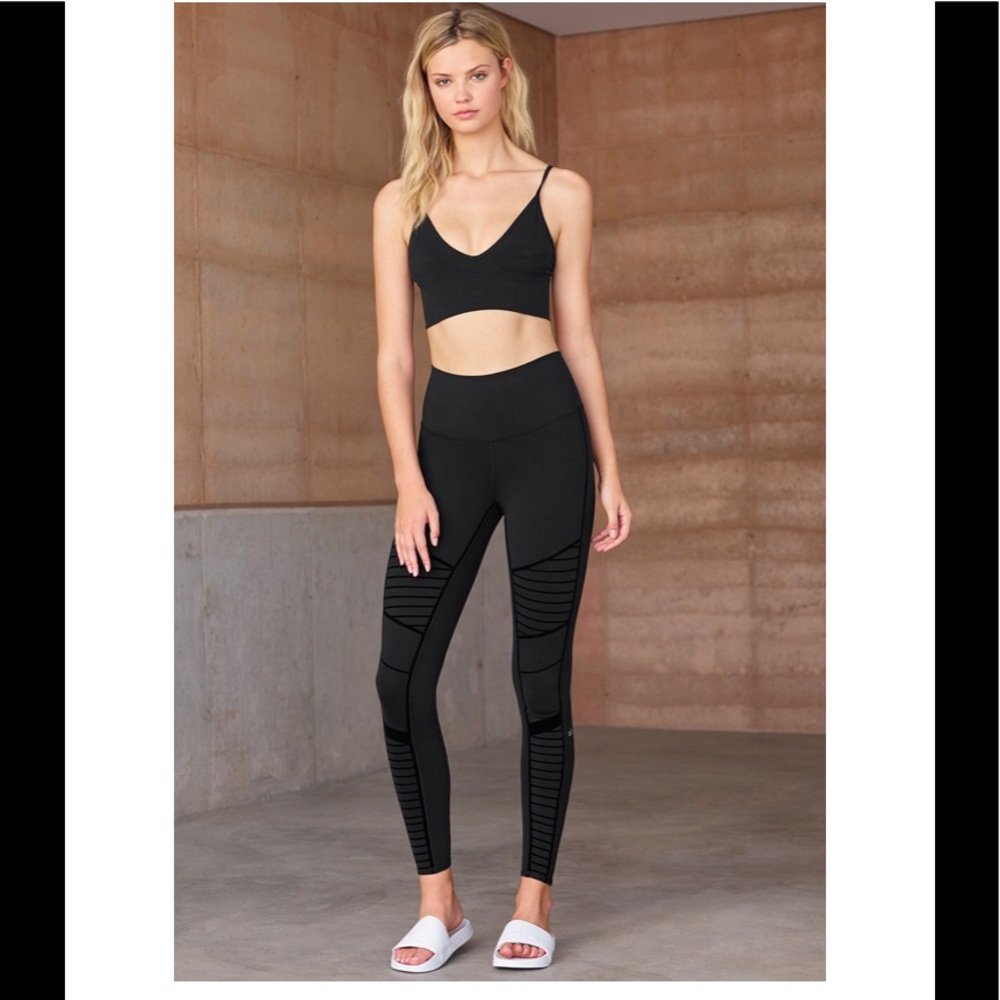 Alo yoga moto legging black glossy S